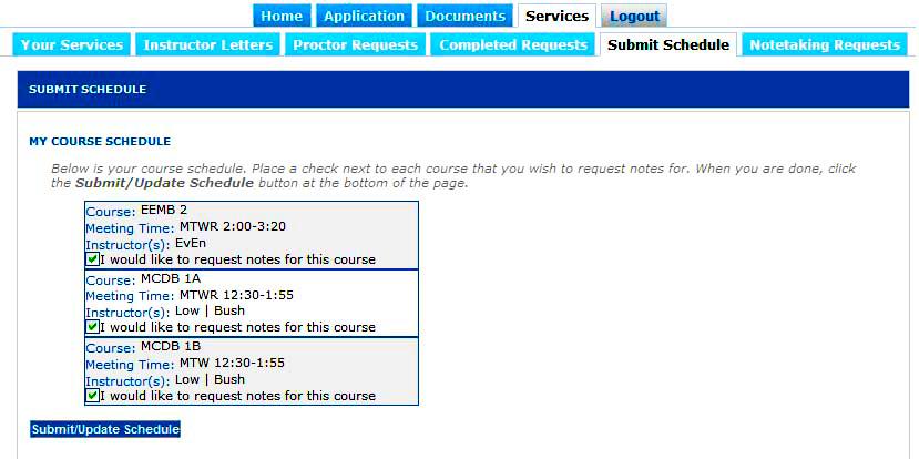 Update Schedule 