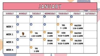 Decorative calendar - January