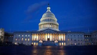 US Capital building at night